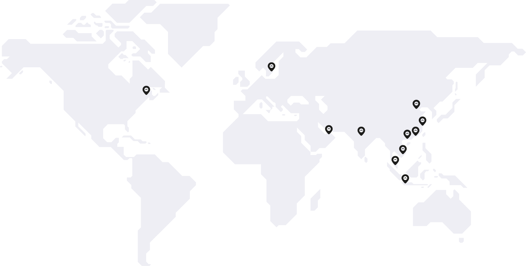 Map showing office locations